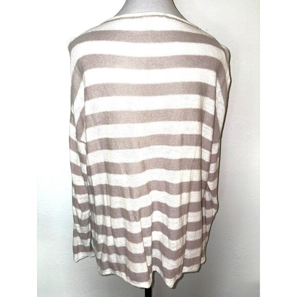 Eileen Fisher Organic Linen Striped Long Sleeve Sweater Top Size S - Picture 2 of 8